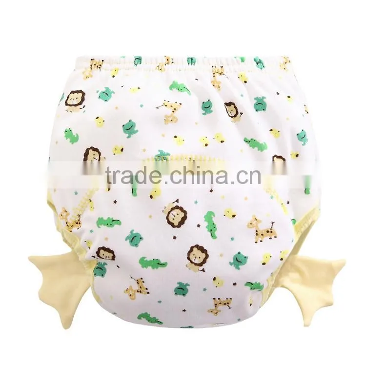 2017 new design animal pattern 3 layers waterproof 100%cotton baby diaper
