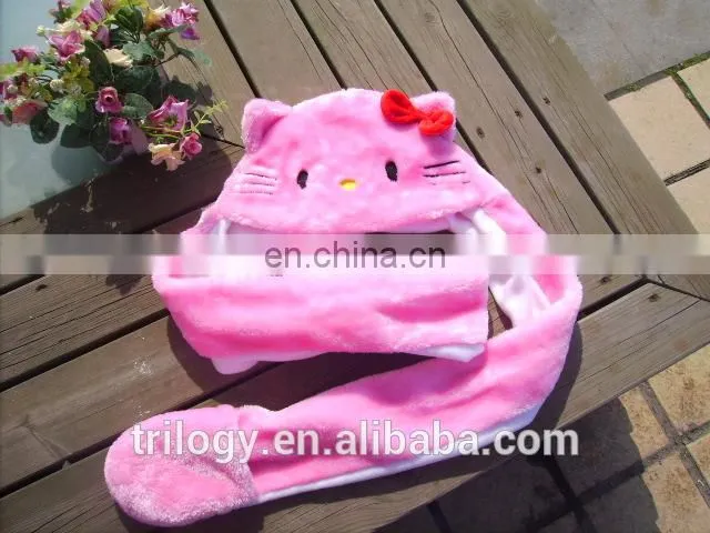 wholesale animal plush hats with mittens boy girl children kids plush animals hats with paws