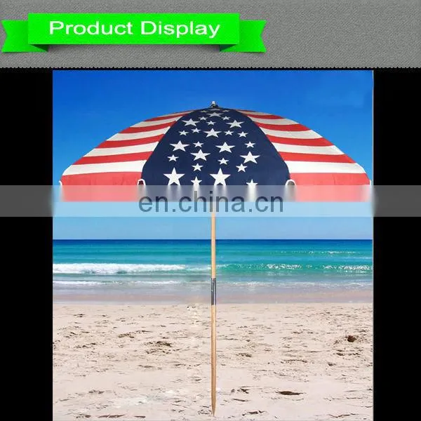 Green&white stripe wooden fishing umbrella,beach umbrella