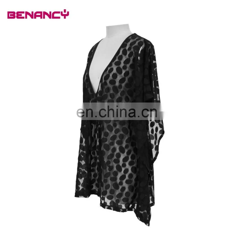 Sexy Lady Poco Dot Mesh Deep V-neck Poncho 2017
