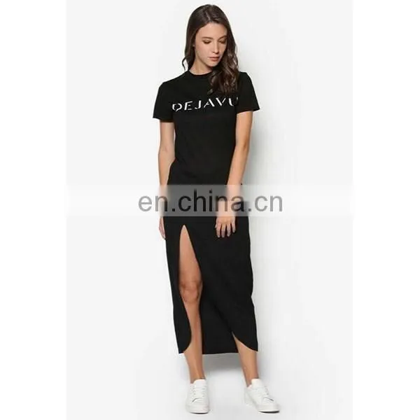 Latest ladies clothes bodycon long dress side slip design fashion model women dress