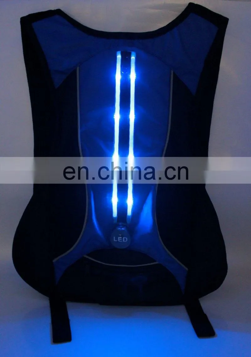 New Arrival LED Flashing Canvas Backpack led light backpack LED Flashing Backpack for Bikers