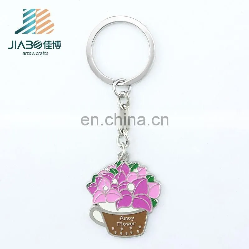 Jiabo custom potted plant beautiful flower metal keychain