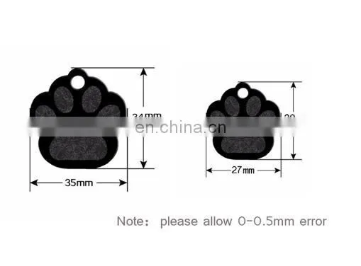 aluminum Paw Shape 2 Sides Tag pet dogs and cats ID Tag