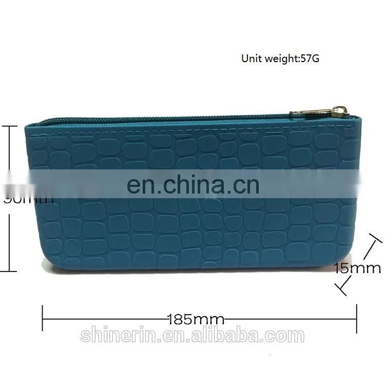 Custom Embossed Desgin Silicone Pencil Pouch Zipper Fashion Ladies Hand Clutch Purse Wallet