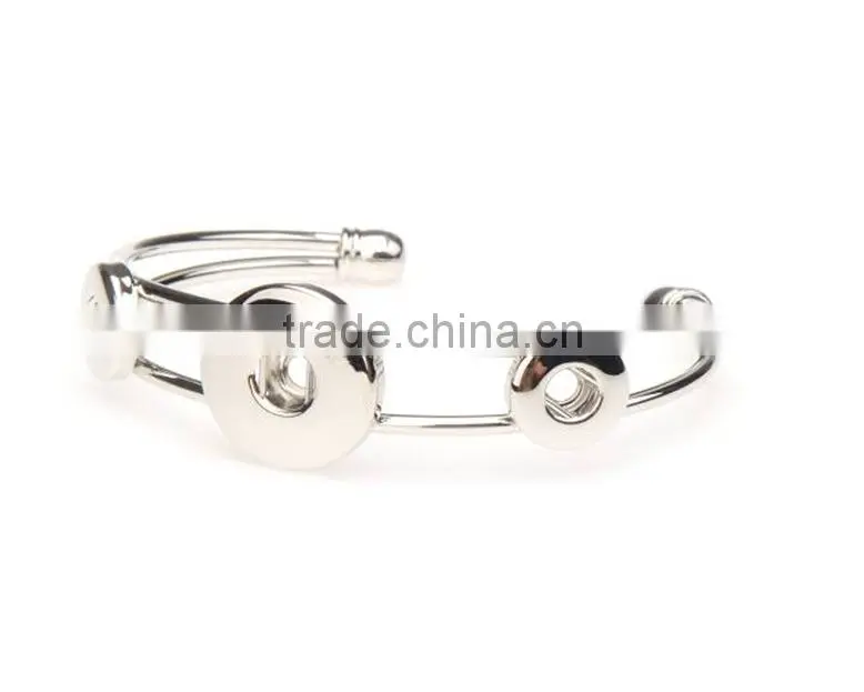 new design fashion stainless steel bangle snap button charm bracelet from china