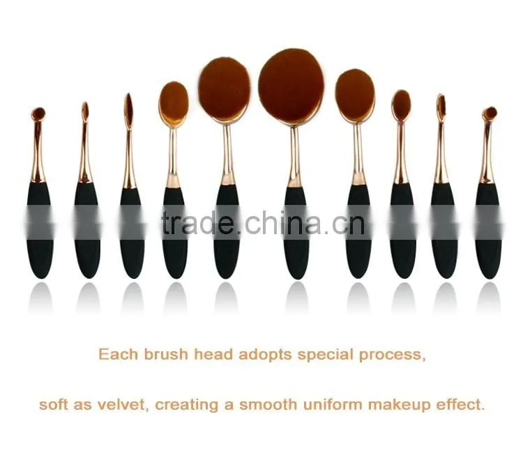 Tooth Shape Powder Foundation Brush/Oval Makeup brushes with Rubber handle/Metal make up Brush