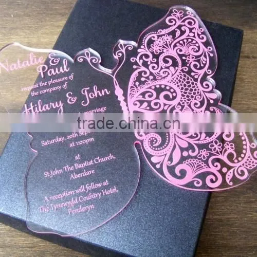 Acrylic Butterfly Exclusive Customized Glass Transparent Wedding Invitation