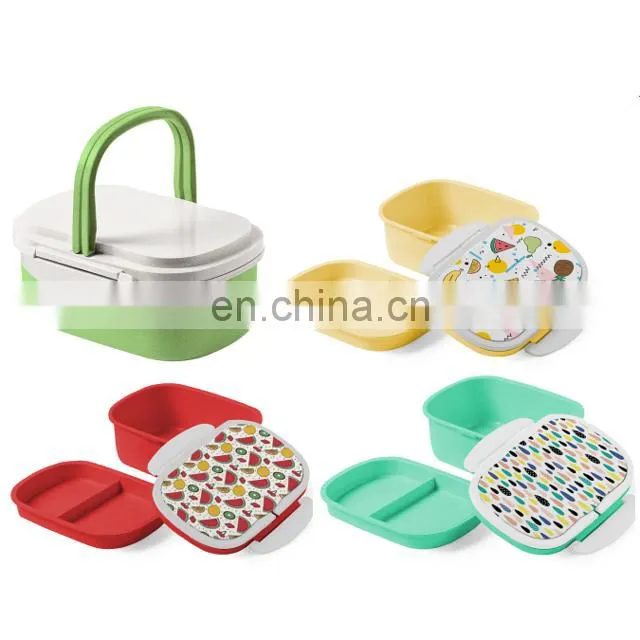 Promotional Wholesale Bamboo Straw Fiber Wheat Warm Stack Customize Lunch Bento Box