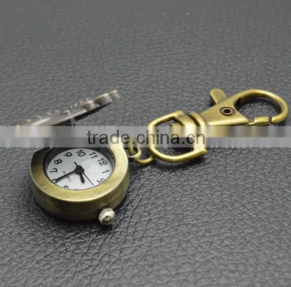 custom key chain watch with retro metal bronzed chain spider pocket watch