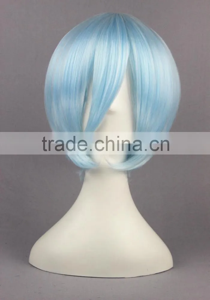 High Quality 35cm Short Straight EVA Ayanami Rei Ice Blue wig Synthetic Anime Wig Cosplay Costume Hair Wigs Party Wig