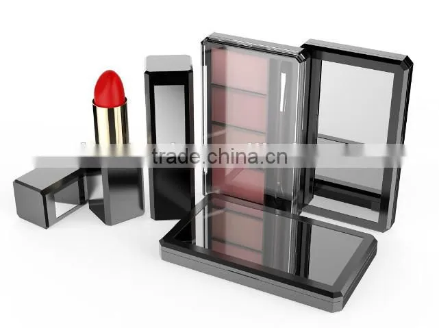 Square compact and square lipstick with mirror