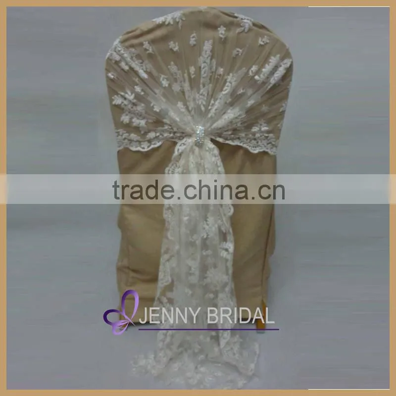 C174F1 White Elegant Chair Sashes Lace Chair Covers Wedding