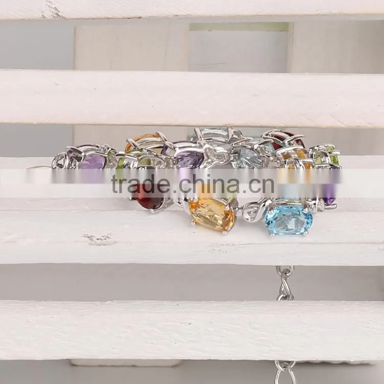 2015 china supplier fashion jewelry new product wholesale white plated natural color stone bracelets for women