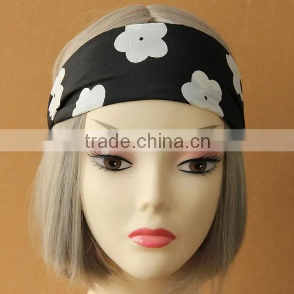 Wide flower Women Lady Stretchy Elastic Sports Running Yoga Headband Hairband Turban