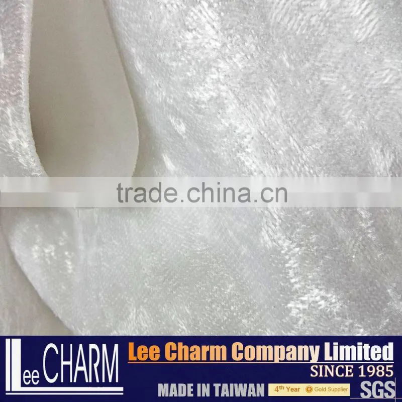 Piece Dye Polyester Cream Velvet Fabric