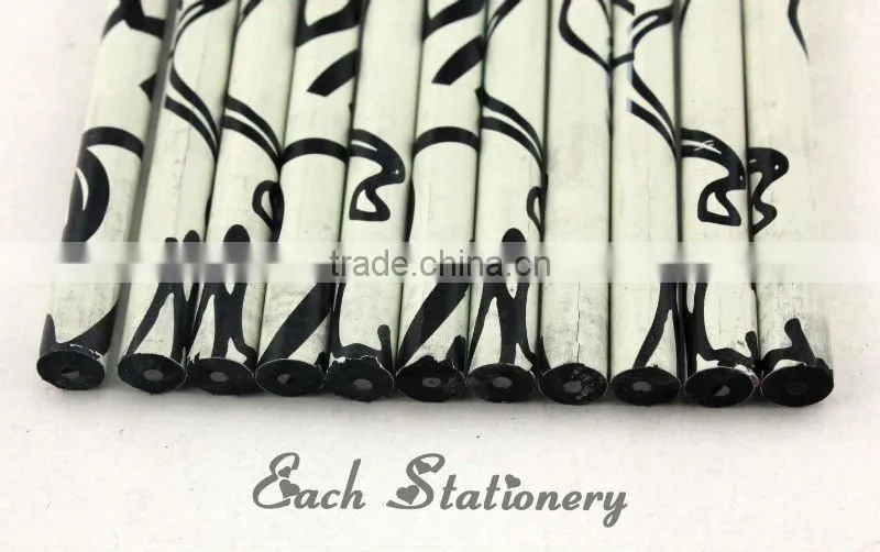 7' HB Black Wooden Pencils with eraser top