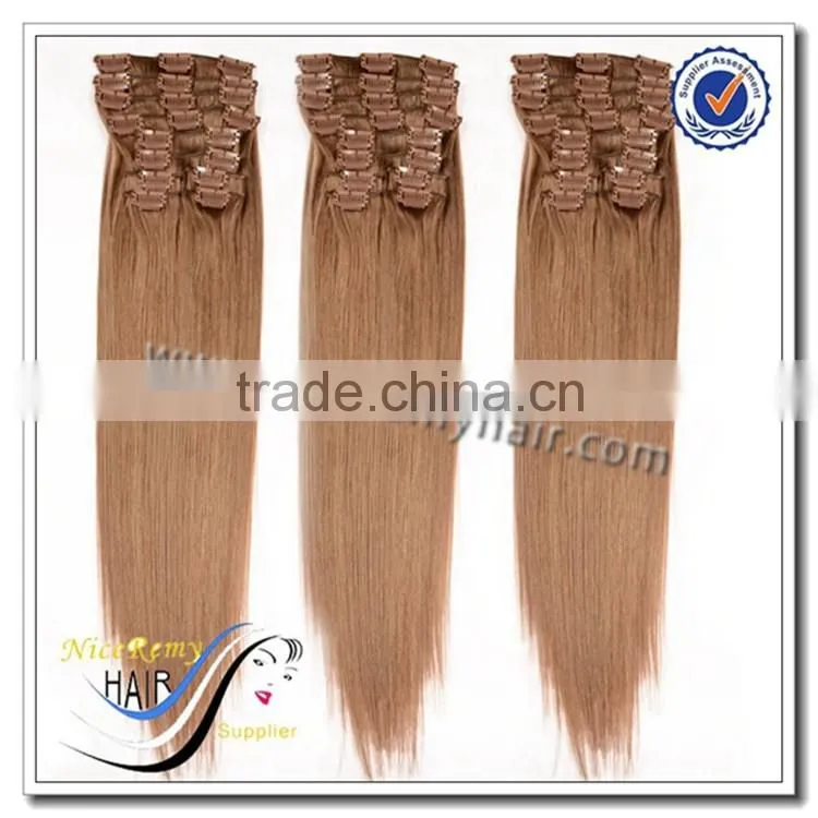 Wholesale silky straight clip in hair extensions 100% virgin remy hair