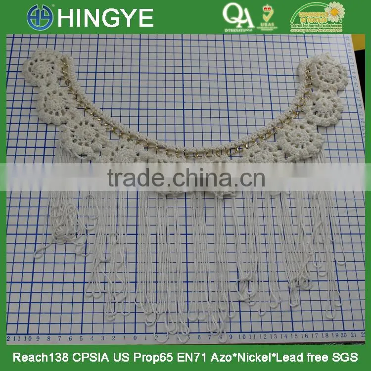 New arrival fashion knit collar with tassel fringe for garment decoration M106