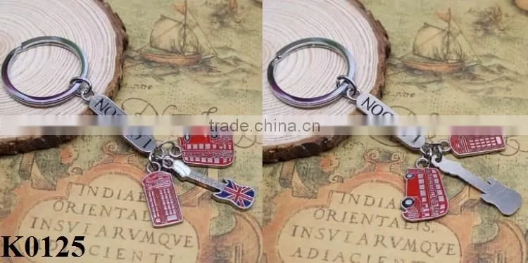 Best Selling Alloy Keychain Products Cute London England Flag & Phone Box Charms Metal Keychain K0126