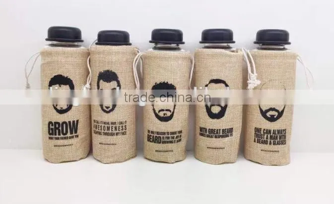 eco-friendly single bottle jute drawstring bag