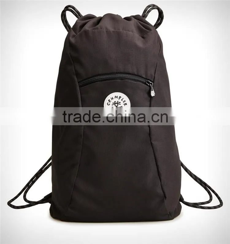 custom your logo khaki polyester gym bag drawstring backpack