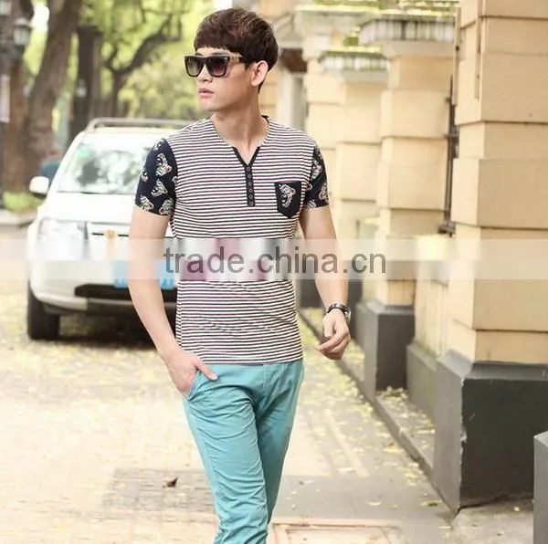 Top level new arrival short sleeve stripe polo men
