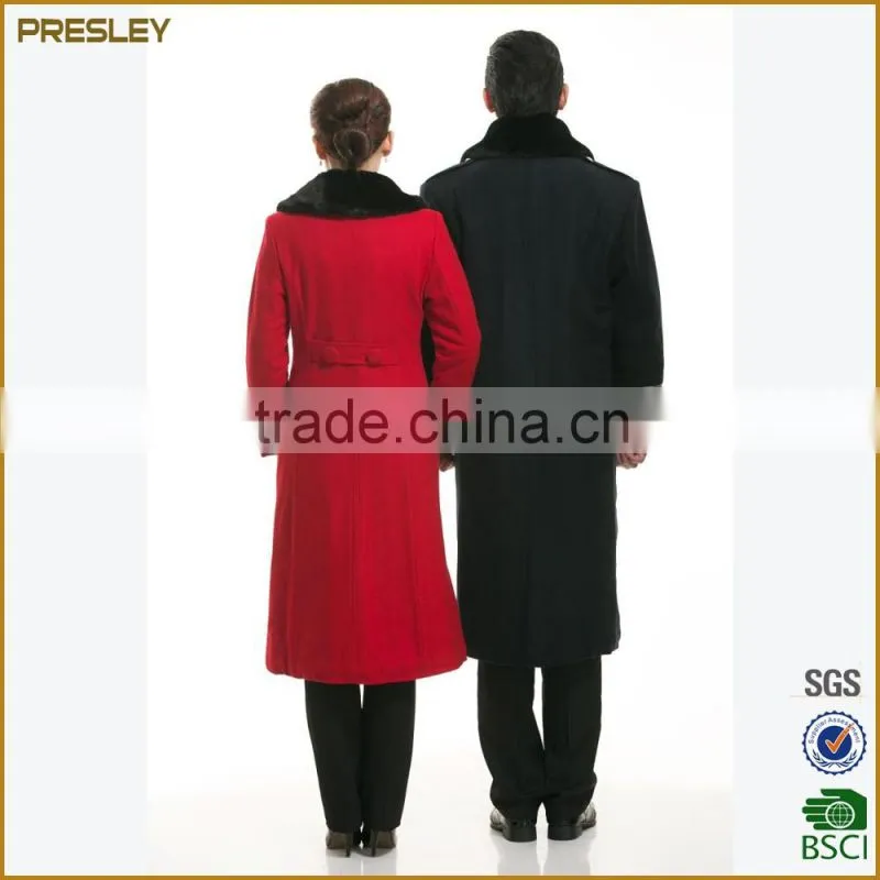 custom warm high-end hotel winter security guard uniform etiquette reception overcoat