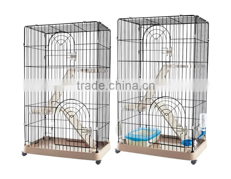 Luxury 3-floor Wire Plastic Cat Cage