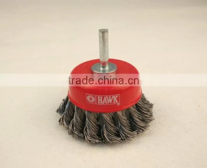knotted cup brushes with shank, diameter 70mm or 2 3/4"