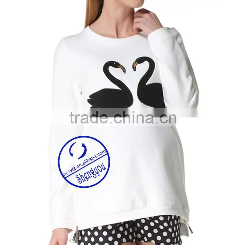 Custom 100% cotton Maternity's Hoodies & Sweatshirts with side zipper