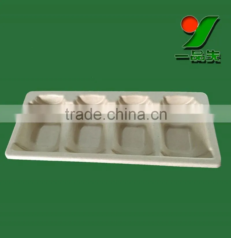 Food Grade Biodegradable Thermoformed Brown Color Eco Friendly Molded Recycled Pulp Bottle Trays Package