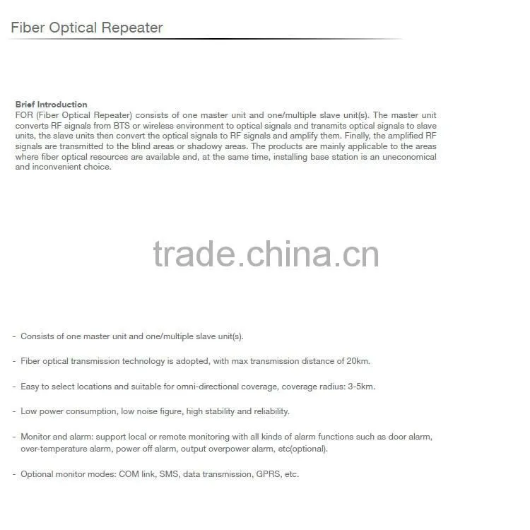 2100mhz 3g Fiber optic 3g signal repeater