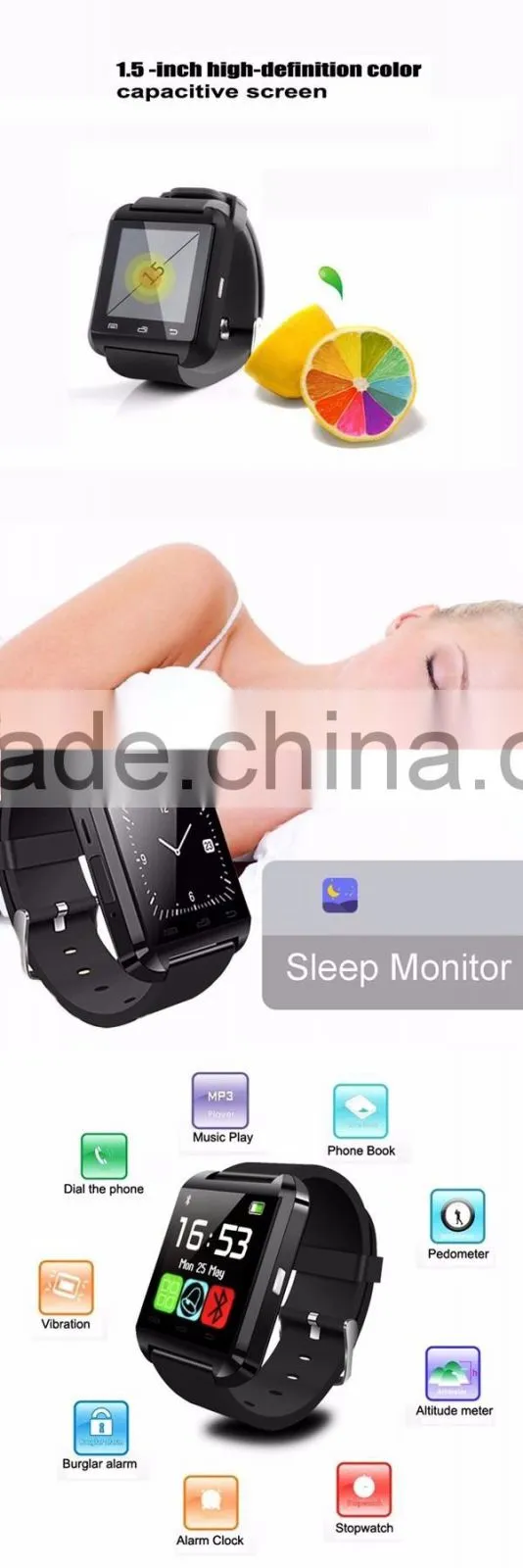 Wearable Electronic Device U8 android bluetooth smart watch for iphone,samsung,HTC