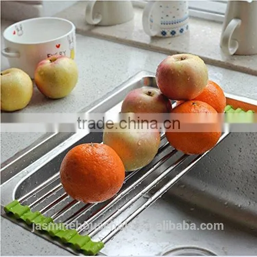 New products Stainless Steel Folding Drain Rack -Dish Drying Rack Tray
