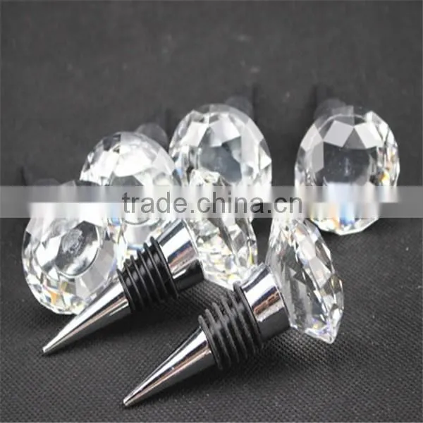 2016 Newest Crystal Bottle Stopper/ Diamond Shape Crystal Glass Bottle Stopper for Wedding favors and Party decorations