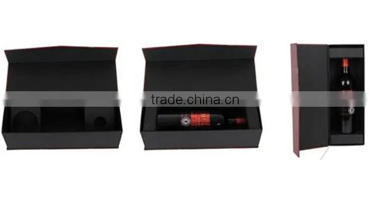 Custom printed paper wine box with ribbon