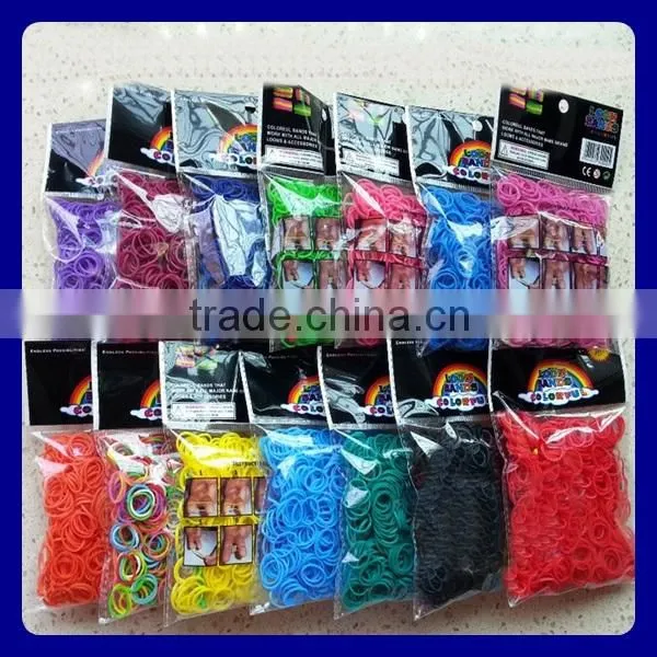 Wholease dropship wholesale loom band colorful silicone loom bands diy loom band kit candy toy