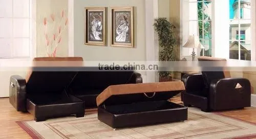 Chocolate microfiber & PVC Sectional sofa set with storage C2003