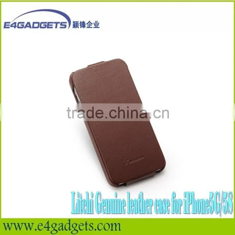 2013 New arrival hot sell design Litchi veins Flip Cowskin leather smart case for iphone5,for iphone5 case