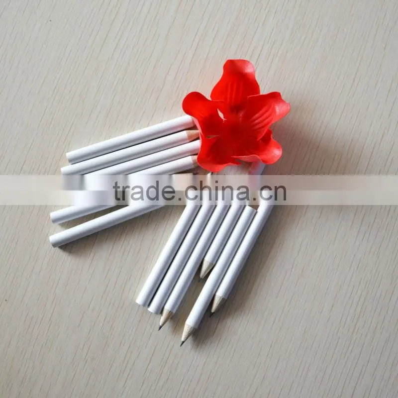 Promotion 3.5" round shape white body 2.0mm HB lead Golf pencil ( HB wooden pencil ) sharpened
