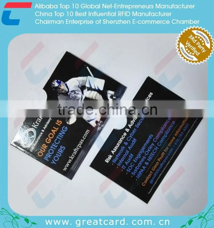 Customized Plastic ID card Sleeves and blocking paper card Sleeves