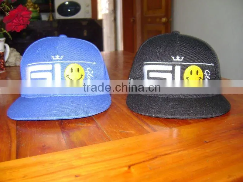 100% acrylic 3D embroidery flat peak cap with elastic sweatband