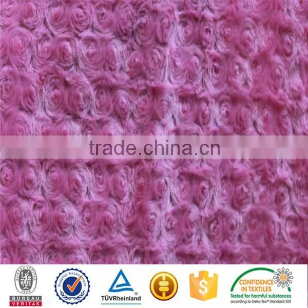embossed rose swirl plush home textile fabric for carpet