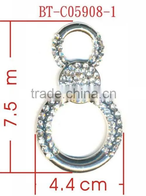 3MM Clear Cystal Rhinestone 8 Shape Rhodium Metal Belt Buckle