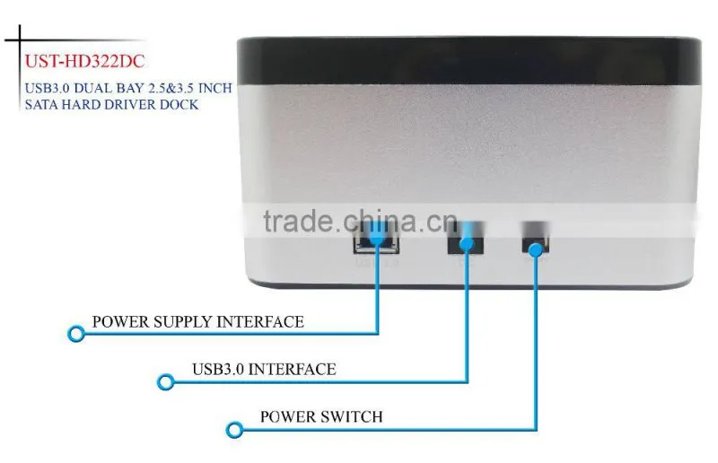 High quality USB3.0 Dual bay 2.5 and 3.5 sata hard driver dock(2 in 1)