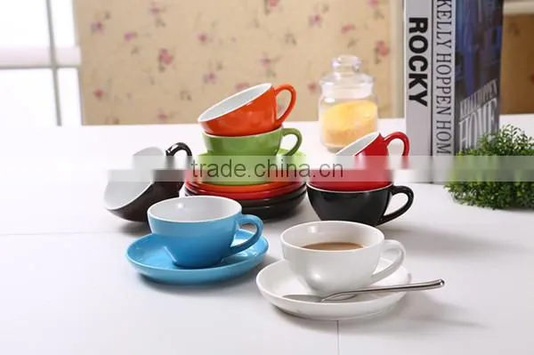 color glaze porcelain coffee cup with saucer