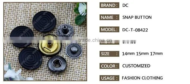15mm Oeko- Tex pass black custom logo metal snap button for leather