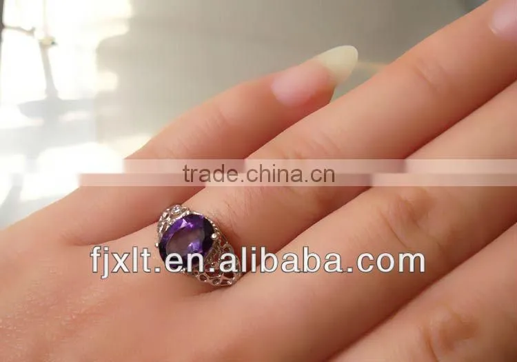 Hot Sale Fashionable 925 Sterling Silver Cheap Amethyst Ring
