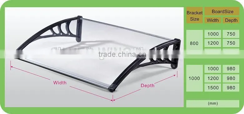 Affordable Outdoor DIY polycarbonate doors canopy rain shelter